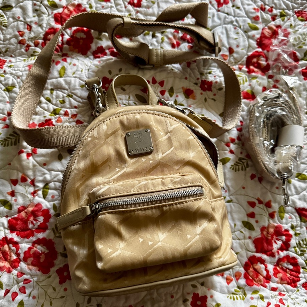 MCM Mini Tan Backpack Fashionable Compact Design